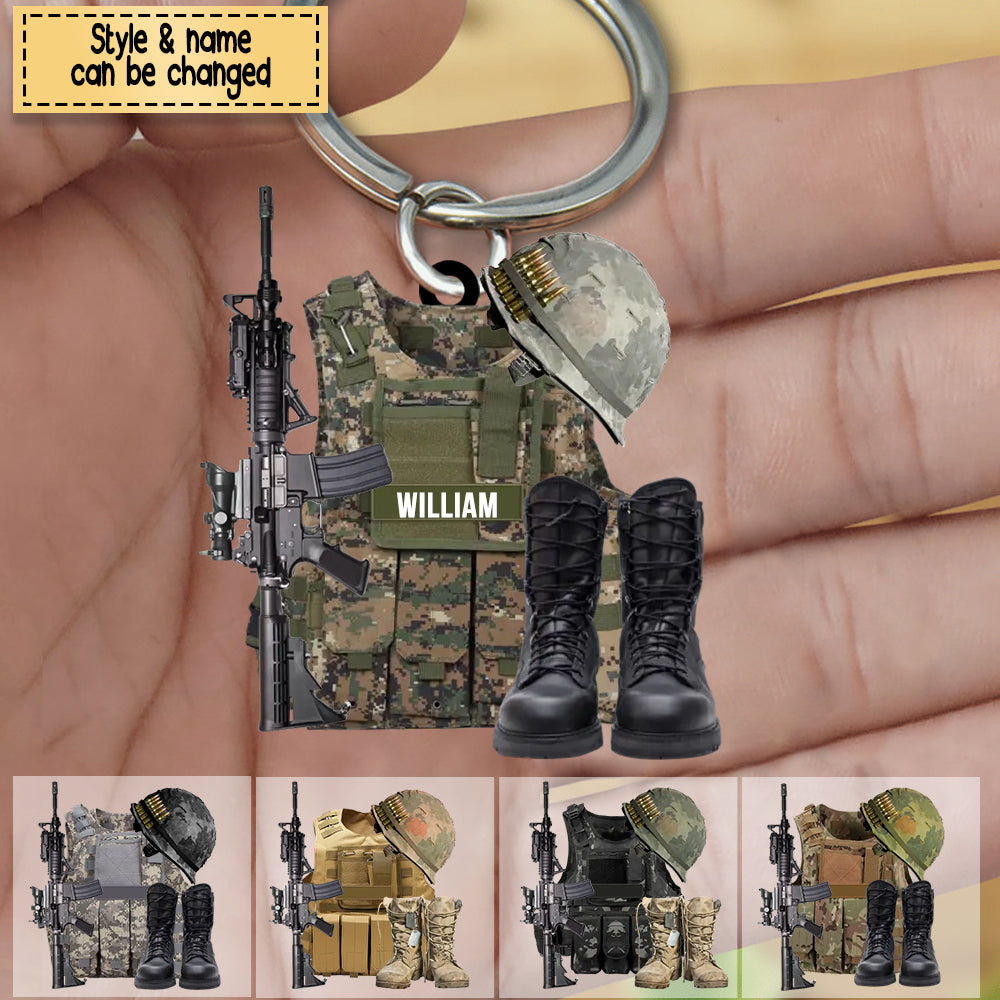 Custom Personalized Military Uniform Acrylic Krychain - Gift Idea For Veterans/ Military Gift