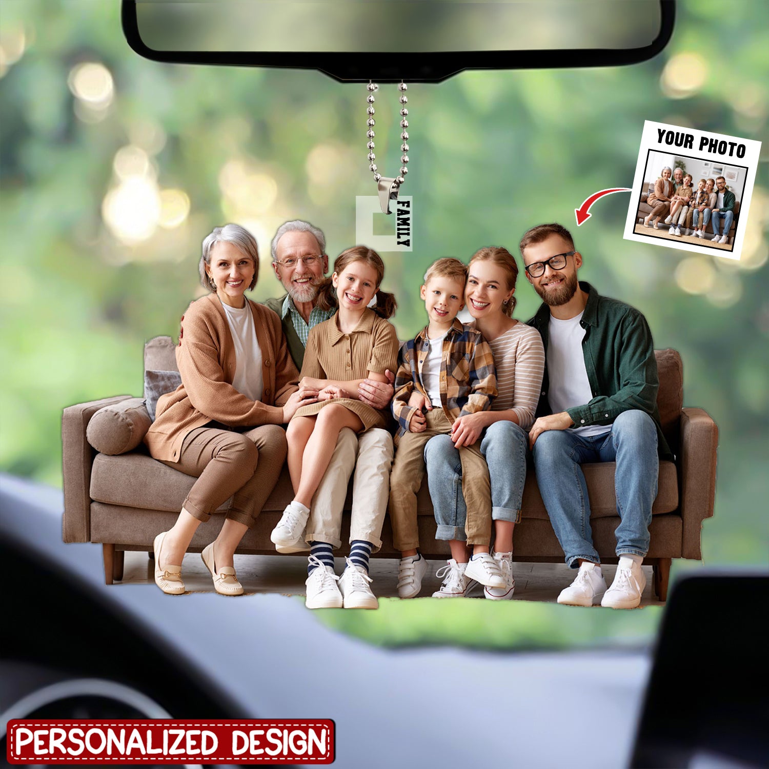 Personalized Acrylic Car Hanging Ornament - Gift For Family/Grandma/Grandpa - Custom Your Photo