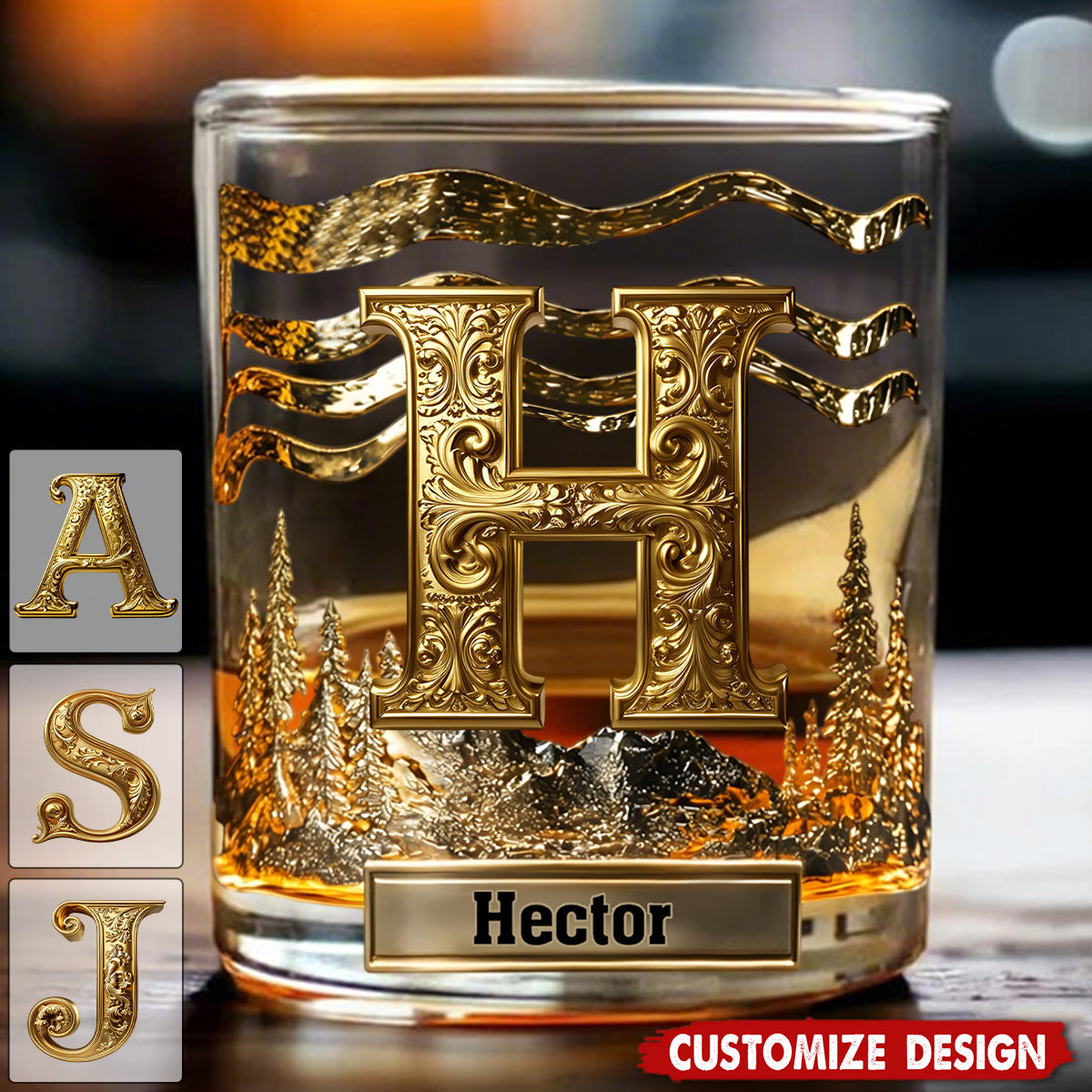 Alphabet Initial For Whiskey, Bourbon Lovers - Personalized Whiskey Glass