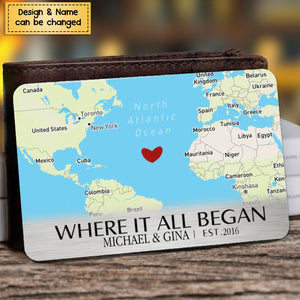 Where It All Began - Couple Personalized Custom Aluminum Wallet Card - Gift For Husband Wife, Anniversary