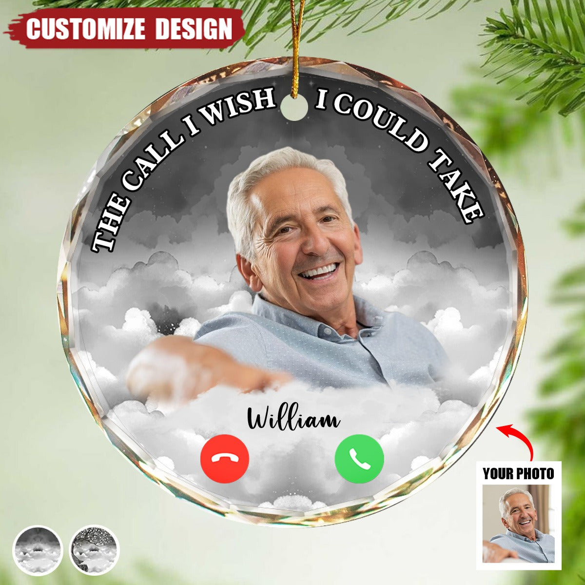 The Call I Wish I Could Make - Personalized Circle Glass Ornament- 2024 New Release