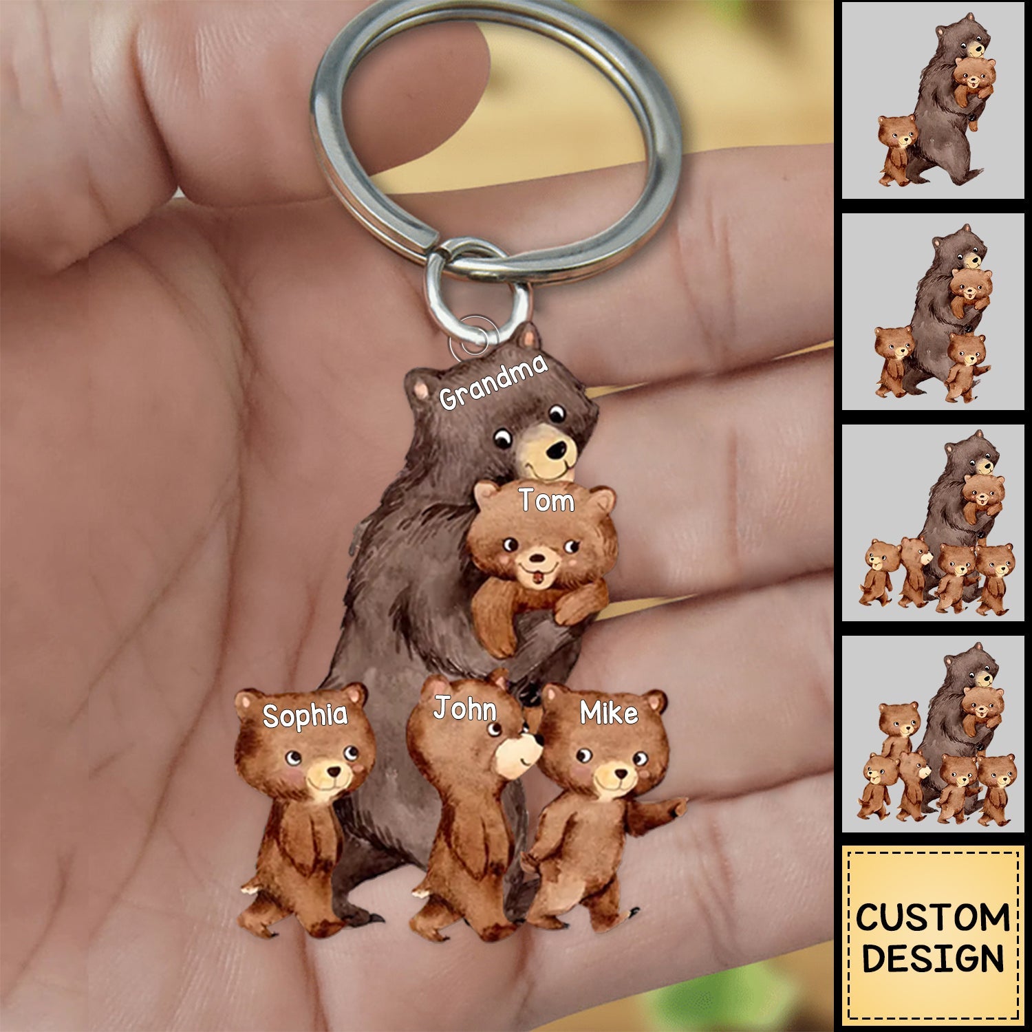 Grandma/Mama Bear With Little Kids - Personalized Acrylic Keychain - Gift For Mom, Grandma