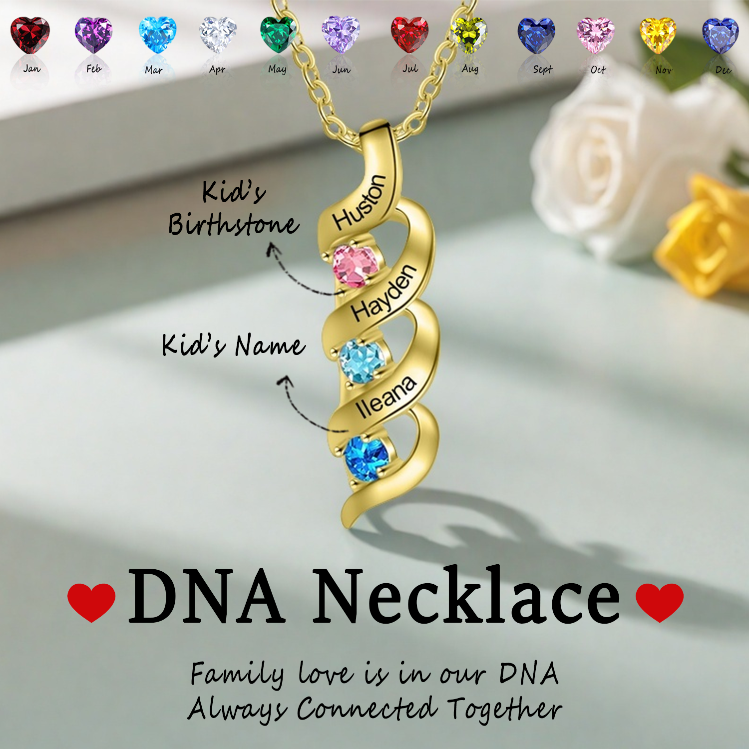 Personalized Twisted Birthstone Necklace, Mother's Day Gift