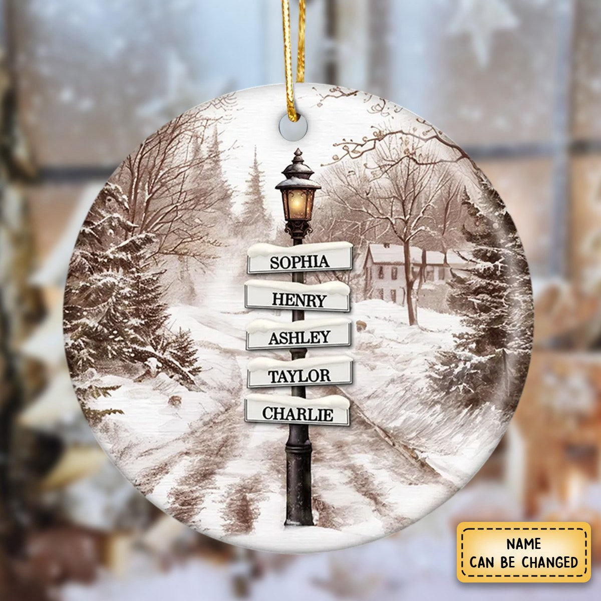 2024 New Release - Vintage Christmas Signpost Family Personalized Ceramic Ornament