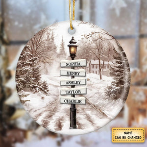 2024 New Release - Vintage Christmas Signpost Family Personalized Ceramic Ornament