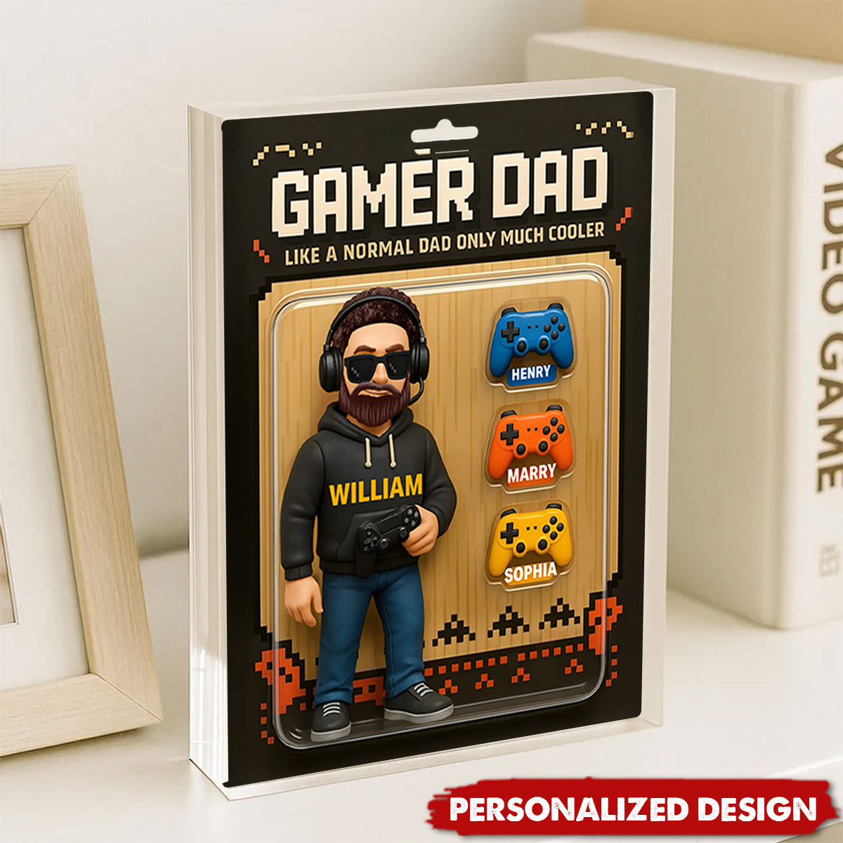 Gamer Dad Cooler Custom Action Figure-Personalized Acrylic Block Plaque-Father's Day Gift