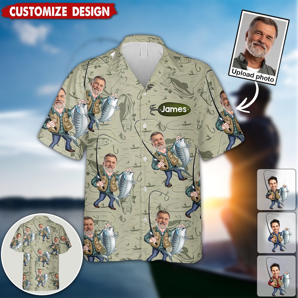 Funny Caricature Face - Personalized Fishing Hawaiian Shirt