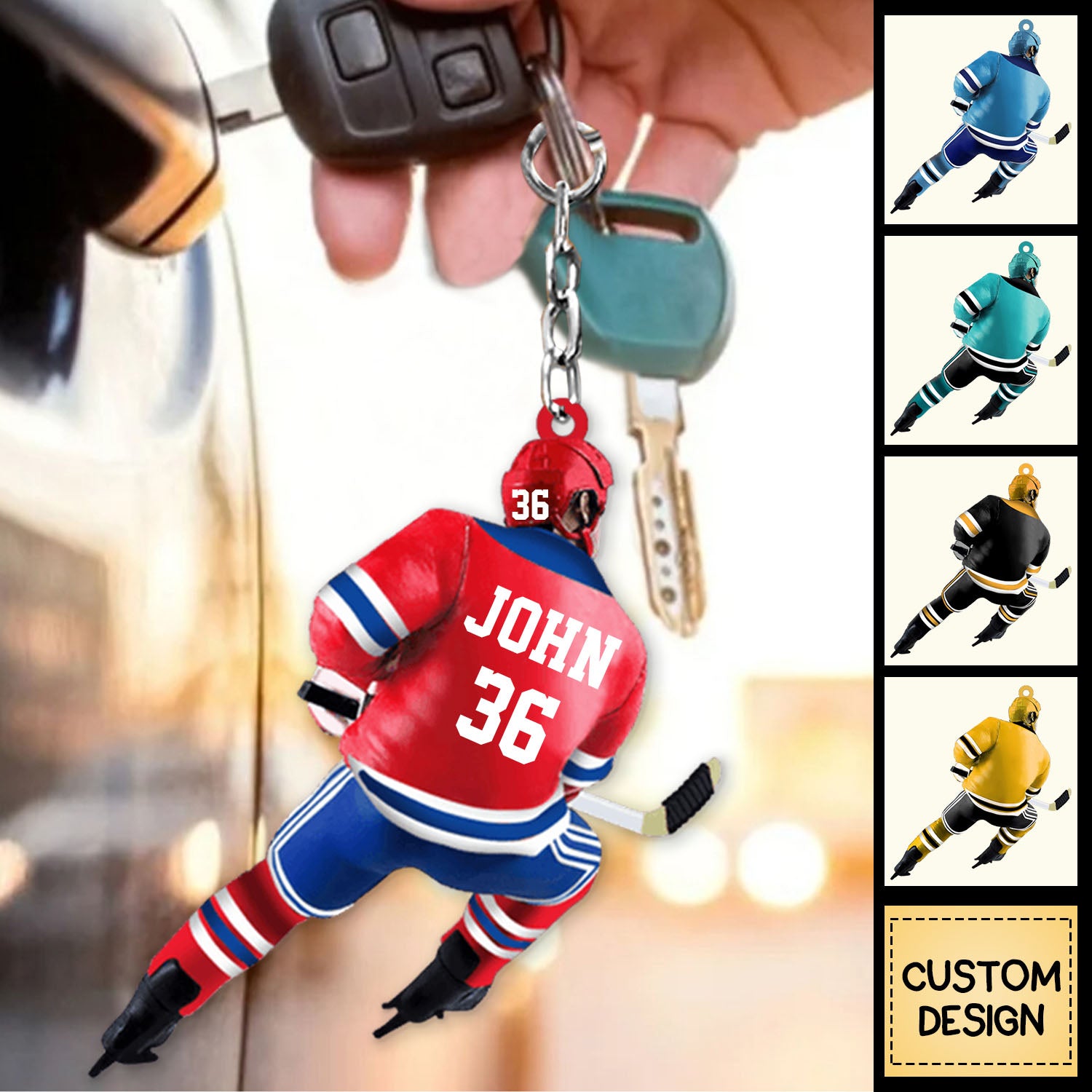 Personalized Ice Hockey Player Acrylic Keychain-Great Gift Idea For Ice Hockey Lovers