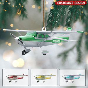 Personalized Airplane Christmas Ornament - Gift for Travelers, Aviators & Helicopter Lovers