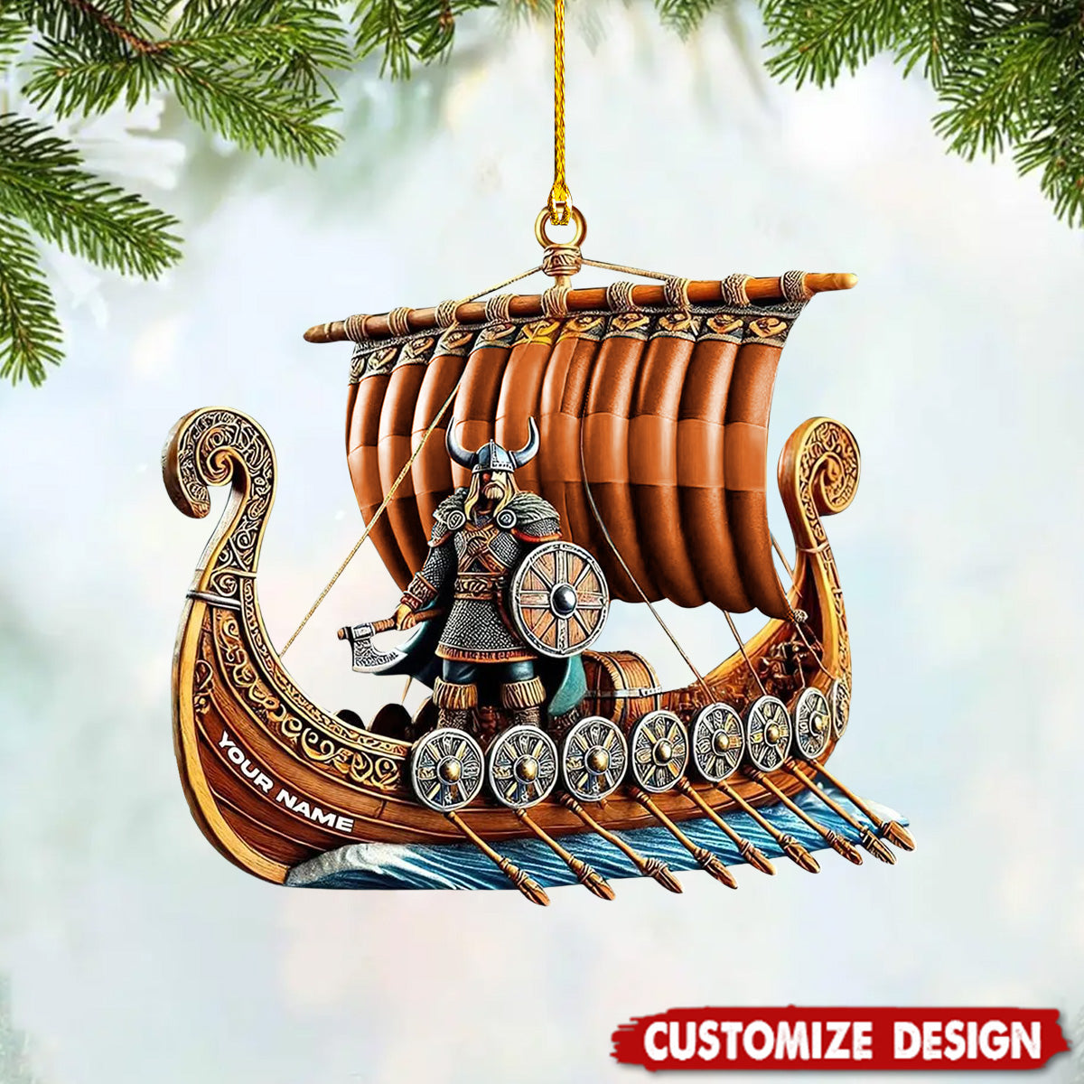 Personalized Viking Ship Christmas Ornament Gift For History Enthusiasts