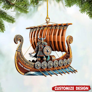 Personalized Viking Ship Christmas Ornament Gift For History Enthusiasts