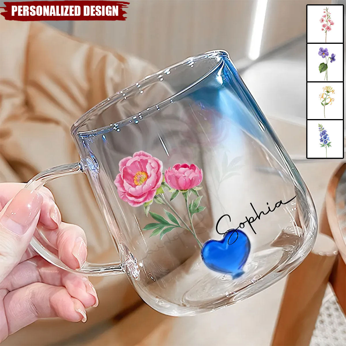 You Are The Most Beautiful Flower-Personalized Blue Gradient Glass Mug