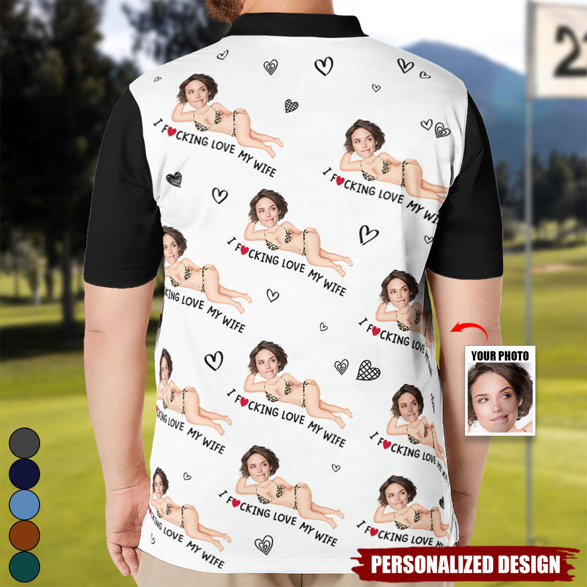 I Love My Wife-Personalized Photo Polo Shirt-Gift For Husband