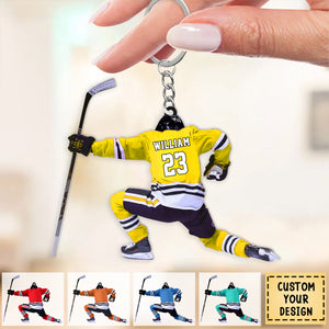 Personalized hockey keychain for hockey players