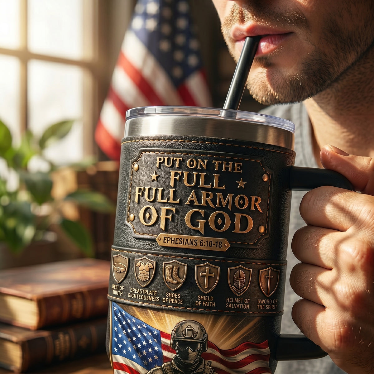 USA Armor Of God Tumbler - Personalized Gifts For Patriots