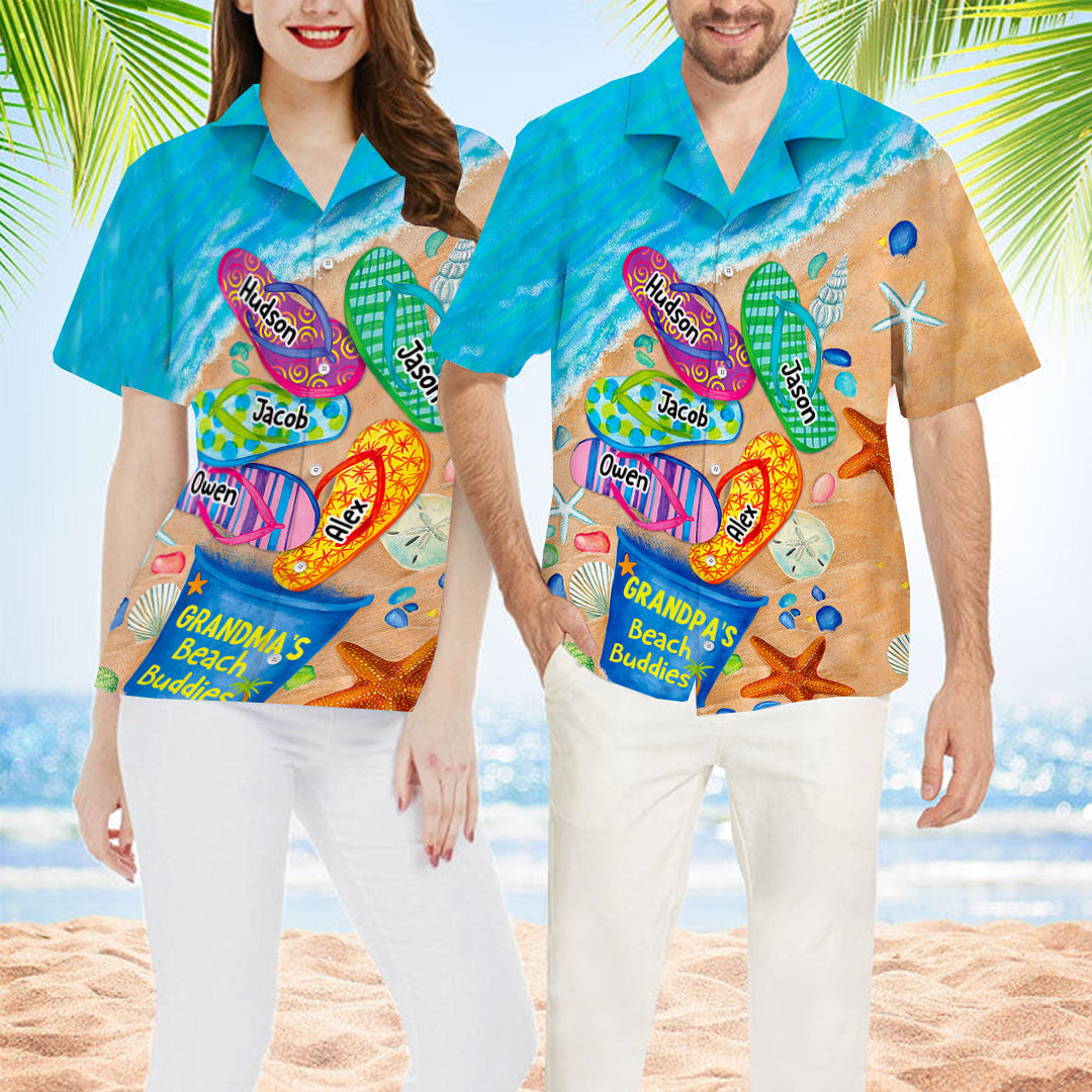 Papa / Nana's Beach Buddies Summer Flip Flop Personalized Hawaiian Shirt Perfect Gift for Grandmas Moms Aunties HTN10MAY23CT2