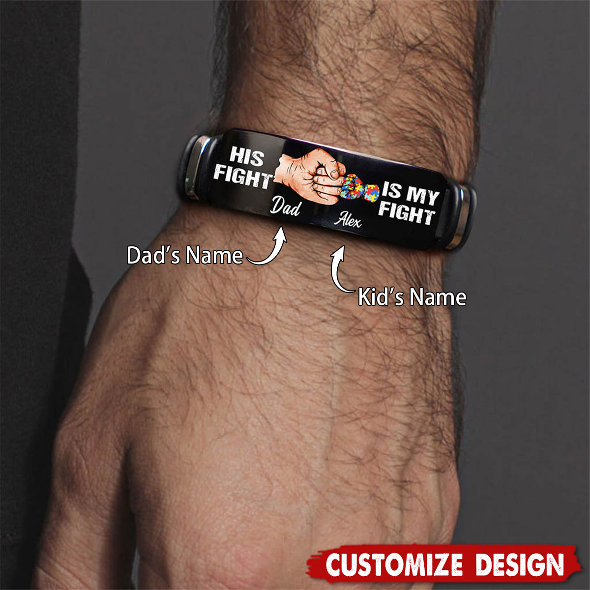 Personalized Autism Dad Bracelet-Gift For Autism Family,Father Day Gift