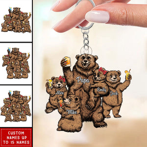 Papa Bear - Personalized Acrylic Keychain - Gift For Grandpa