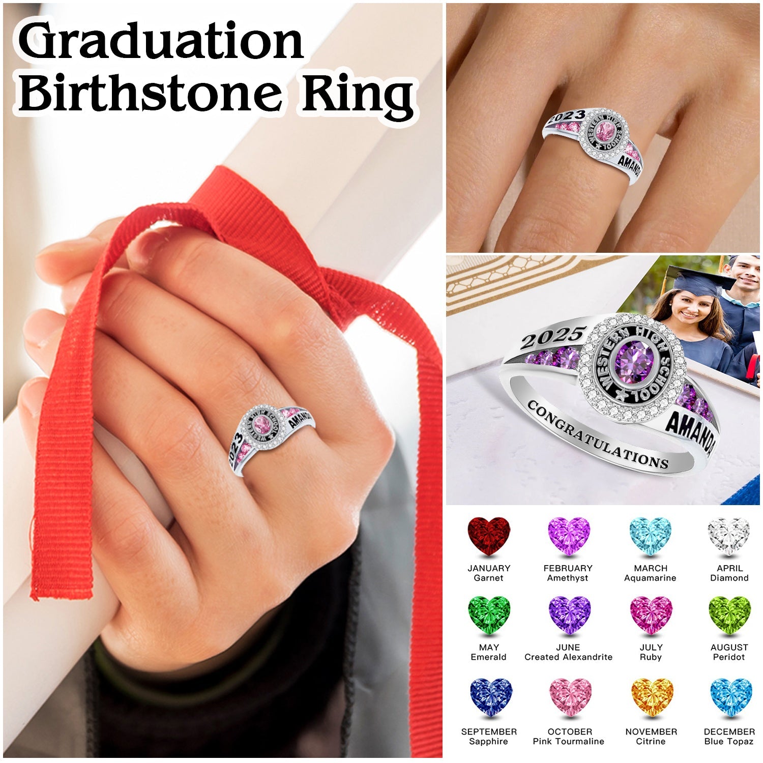 Personalized Engraved College & High School Graduation Ring, Graduatio ...