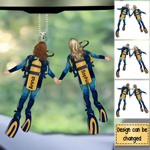 Personalized Scuba Diving Partners / Couples Car Hanging Ornament