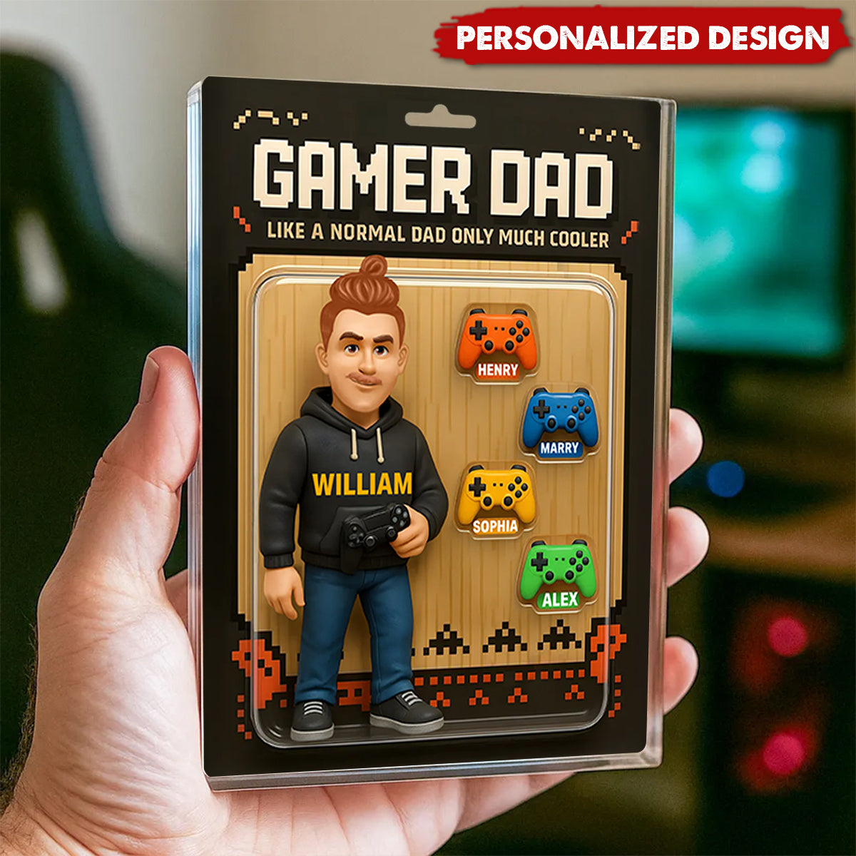 Gamer Dad Cooler Custom Action Figure-Personalized Acrylic Block Plaque-Father's Day Gift