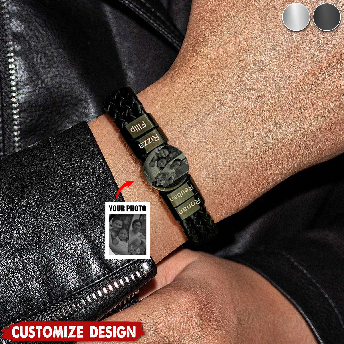 To My Son - Personalized Photo Leather Bracelet