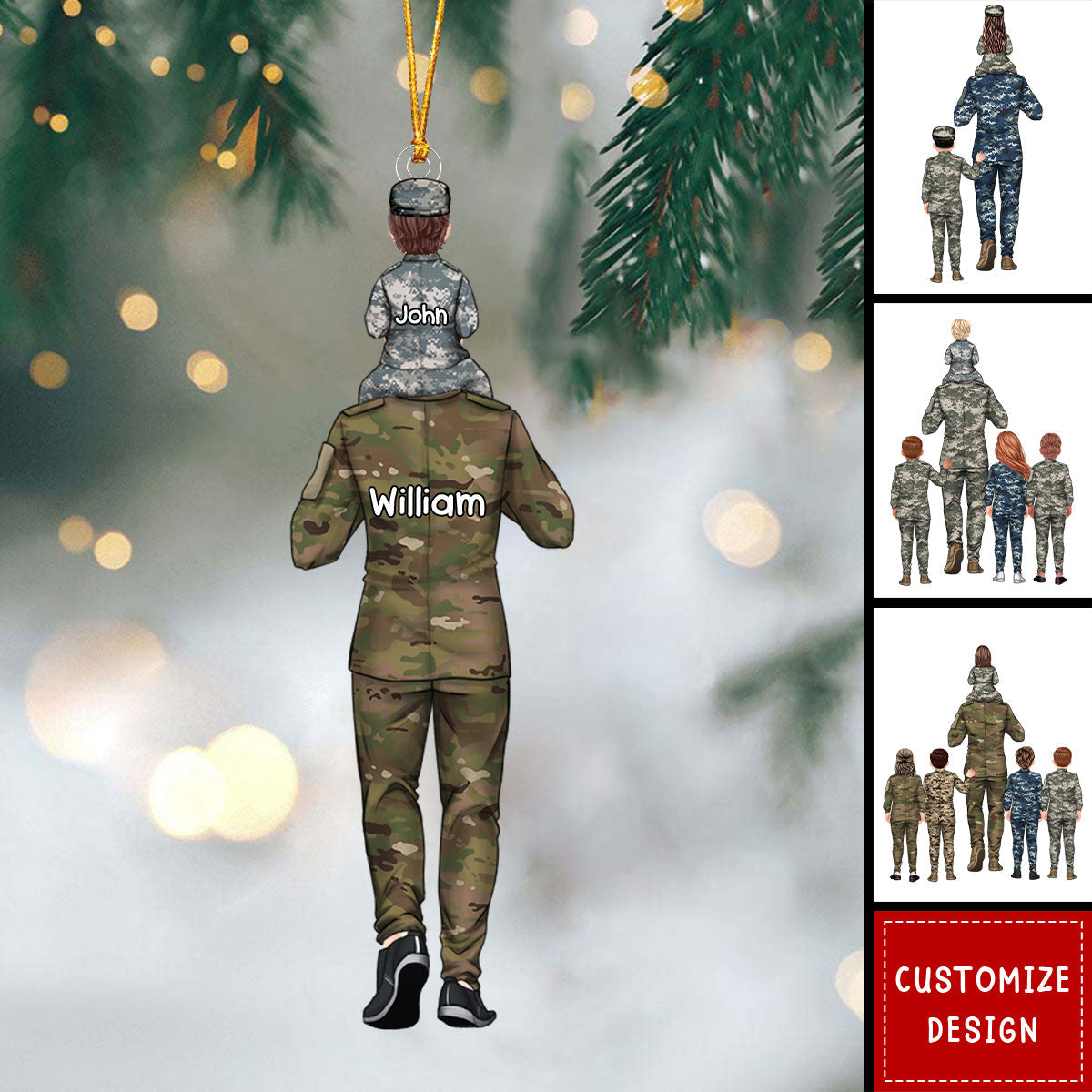 Personalized Military Dad And Kid Ornament - Gift For Family - 2024 New Release