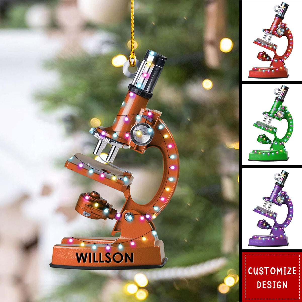 Personalized Microscope Christmas Ornament Gift for Scientist-2024 New Release