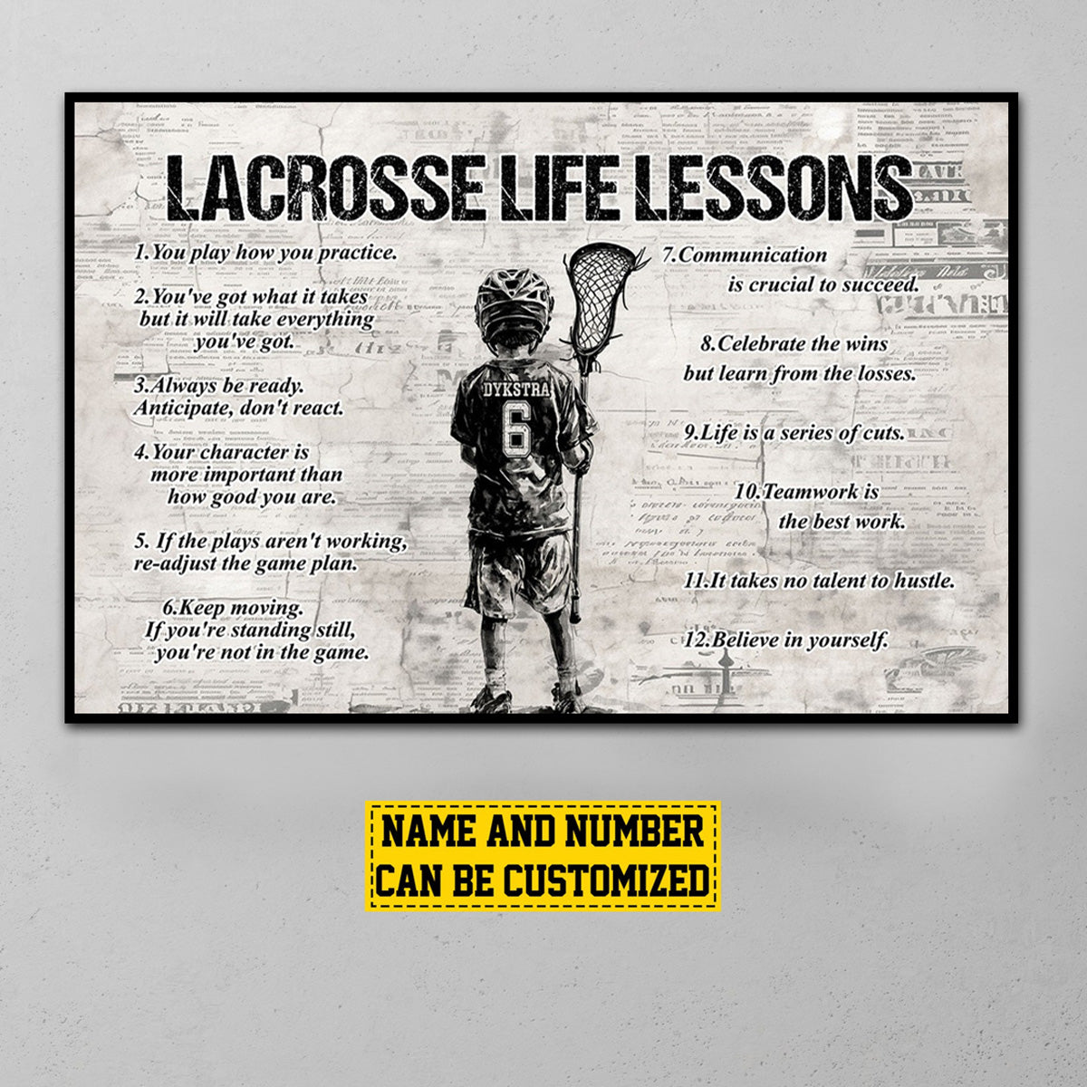 Personalized Lacrosse Kid Life Lessons Poster-Gift For Lacrosse Lovers