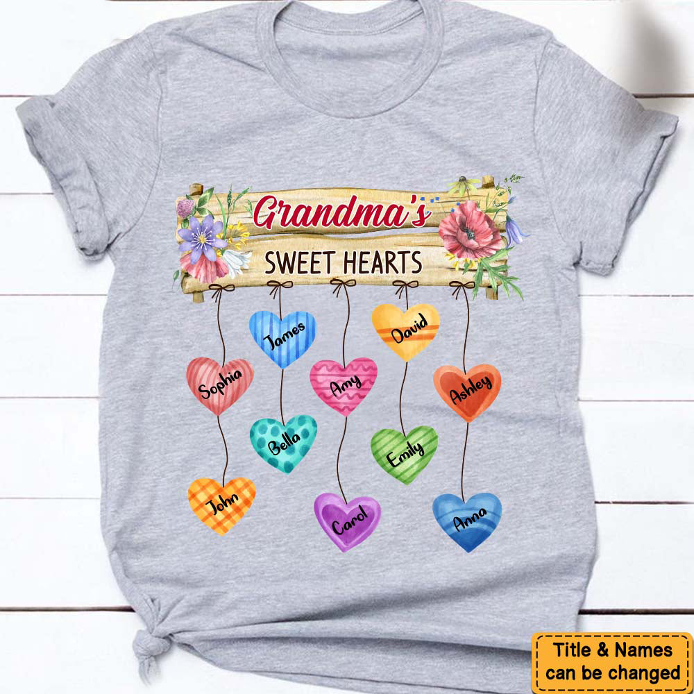 Gift Grandma's Heart Hanging Sign Personalized Shirt