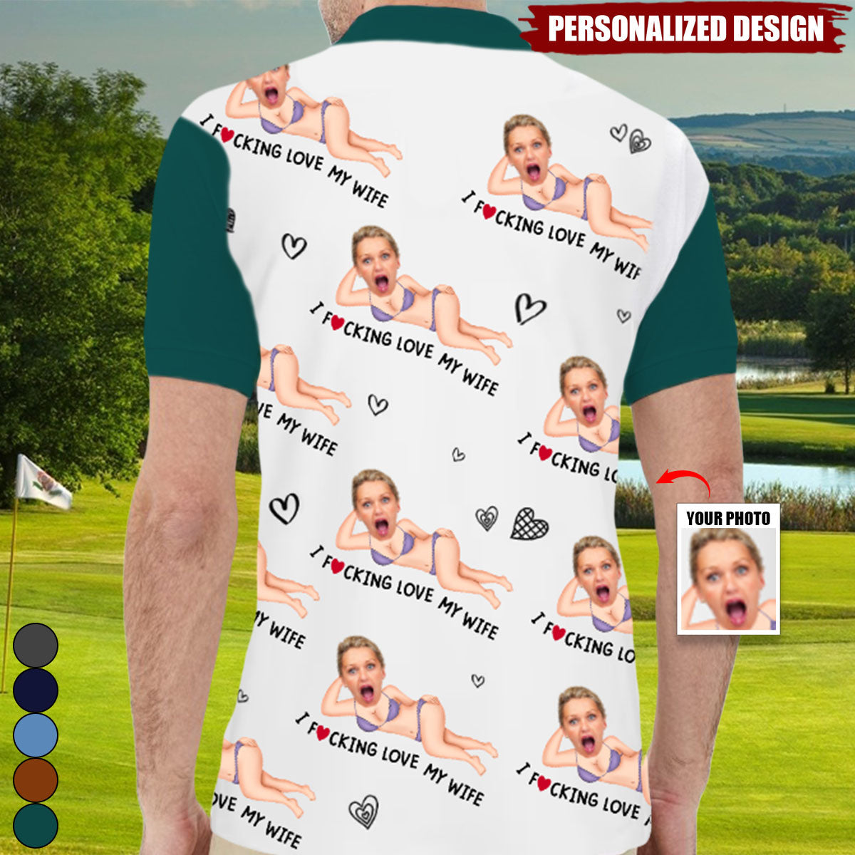 I Love My Wife-Personalized Photo Polo Shirt-Gift For Husband