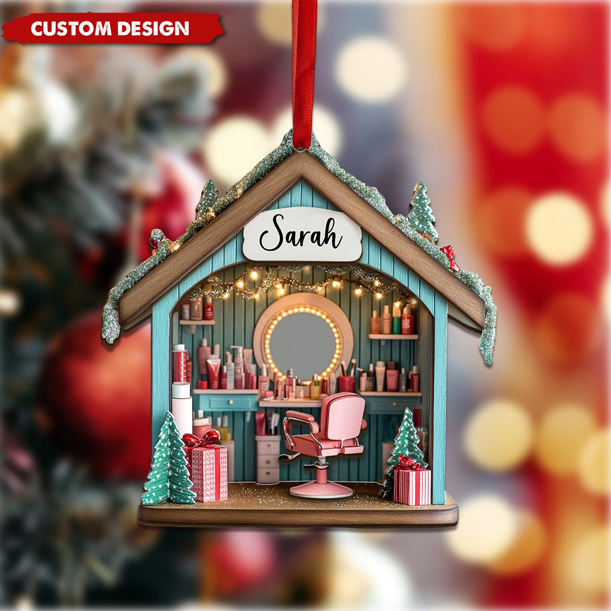 Personalized Hair Salon Ornament, Gift for Hairdresser -2024 New Release