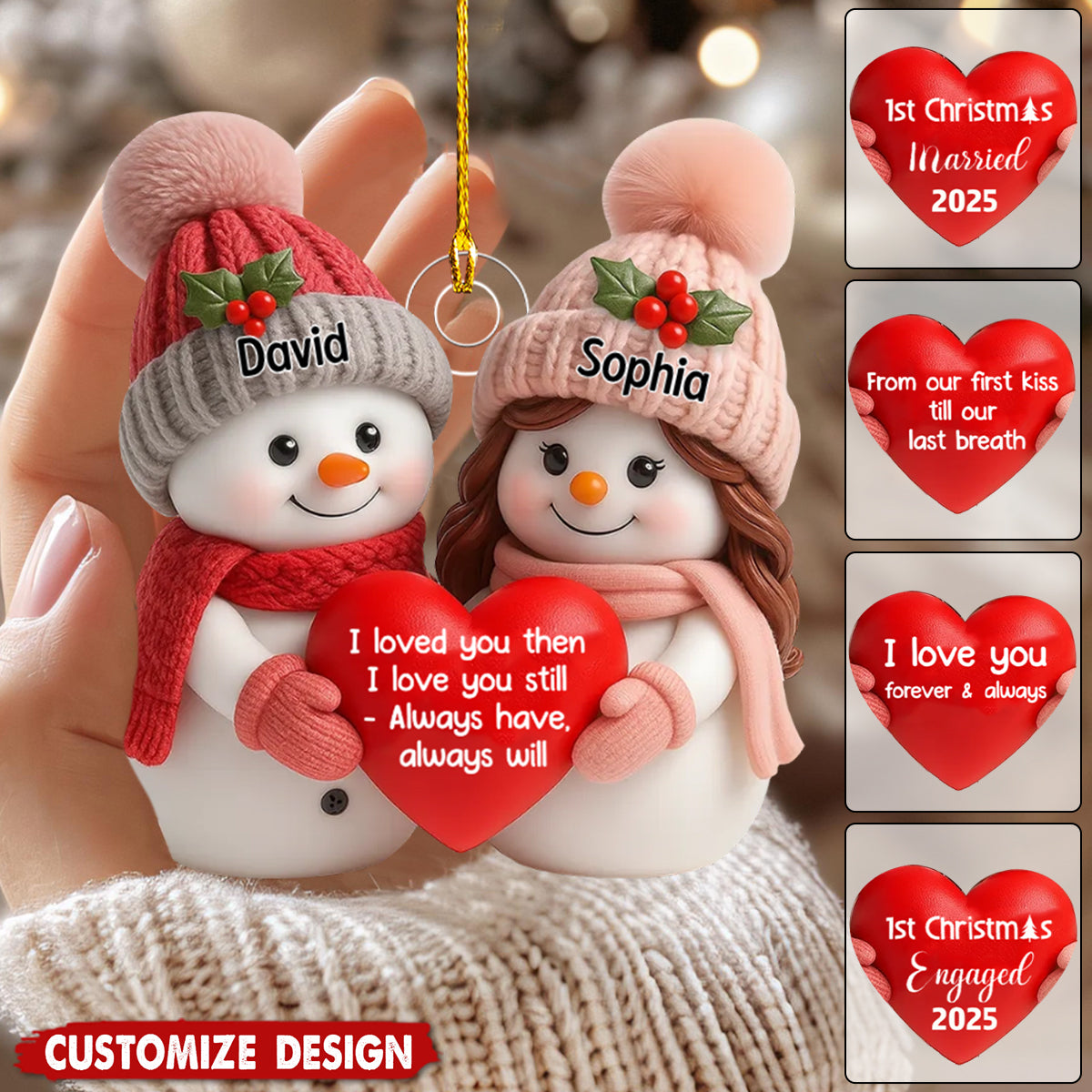 Personalized Acrylic Ornament - Christmas Gift For Couple,Newlyweds