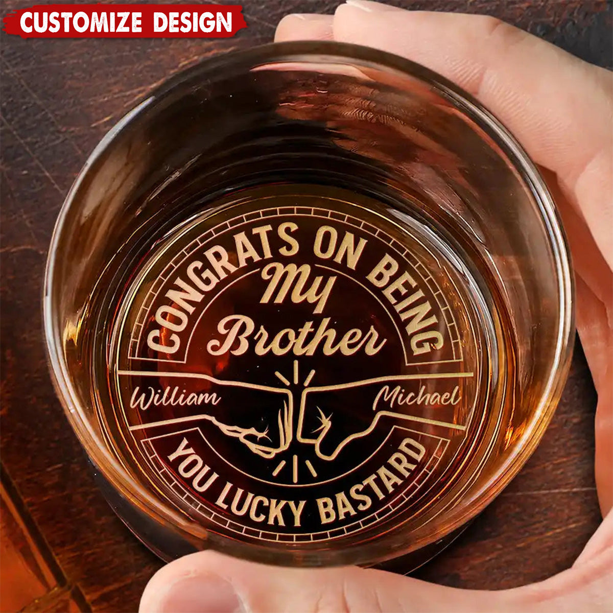 Congrats On Being My Dad You Lucky Man - Personalized Engraved Whiskey Glass