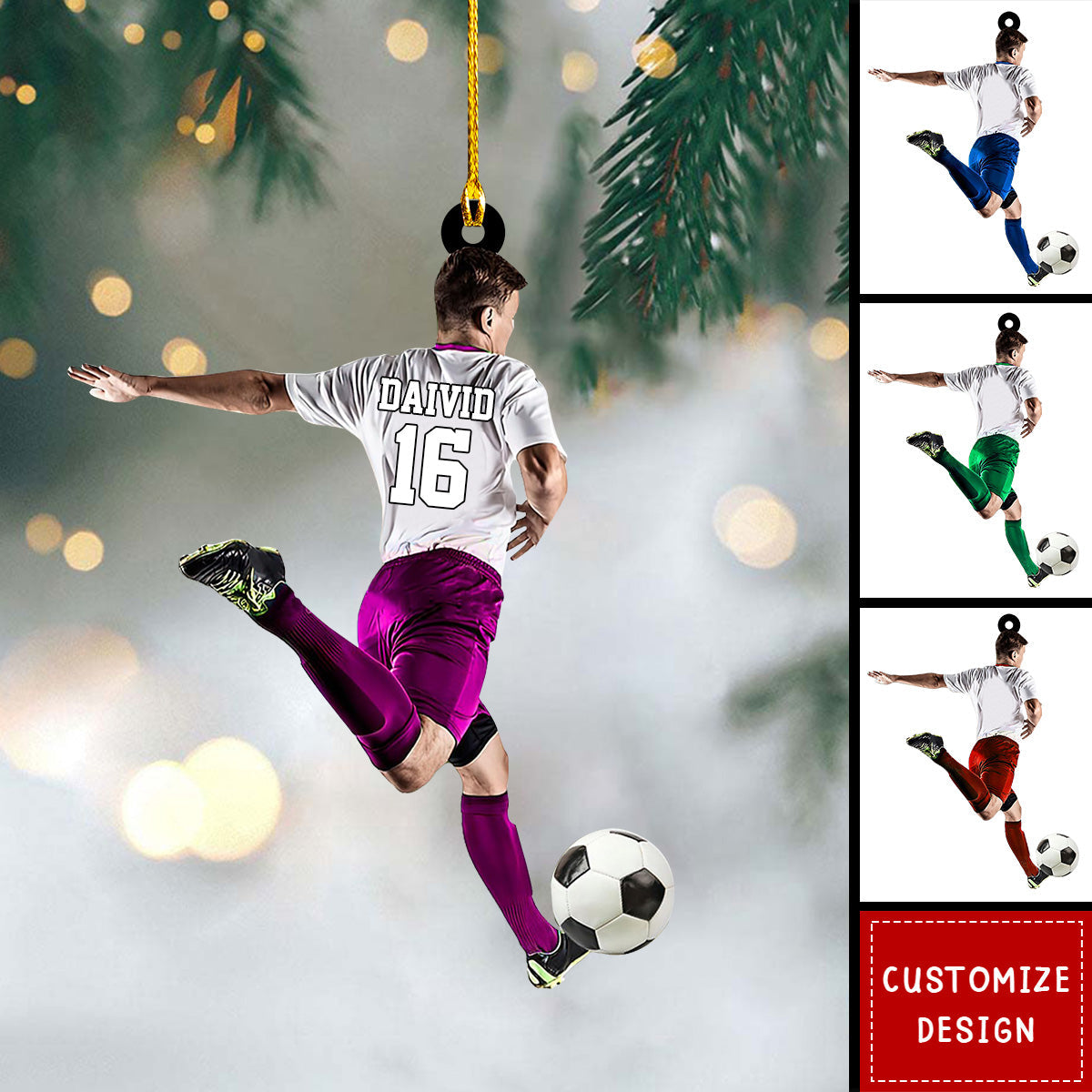 Personalized Soccer Player Christmas Ornament Gift for Soccer Lovers-2024 New Release