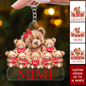 Grandma/ Mama Bear With Little Bear Kids Personalized Acrylic Keychain - Gift For Grandma/Mom