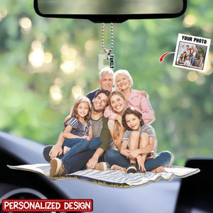 Personalized Acrylic Car Hanging Ornament - Gift For Family/Grandma/Grandpa - Custom Your Photo