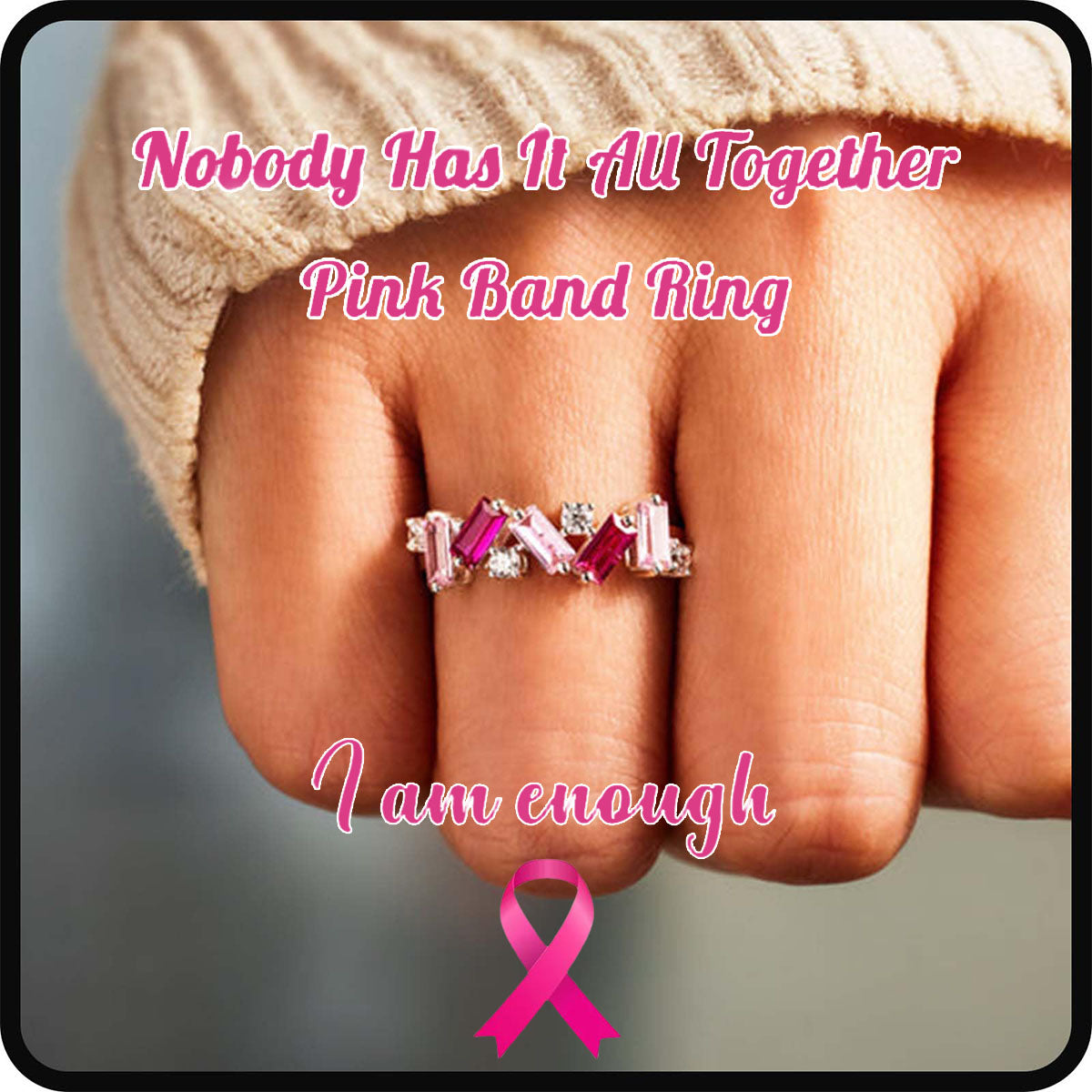 For Self - I Am Enough Pink Diamond Ring