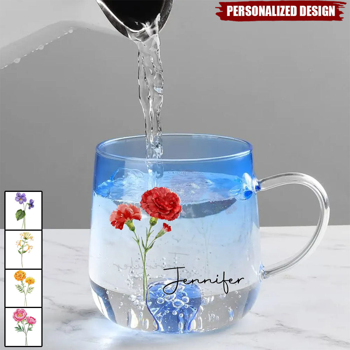 You Are The Most Beautiful Flower-Personalized Blue Gradient Glass Mug