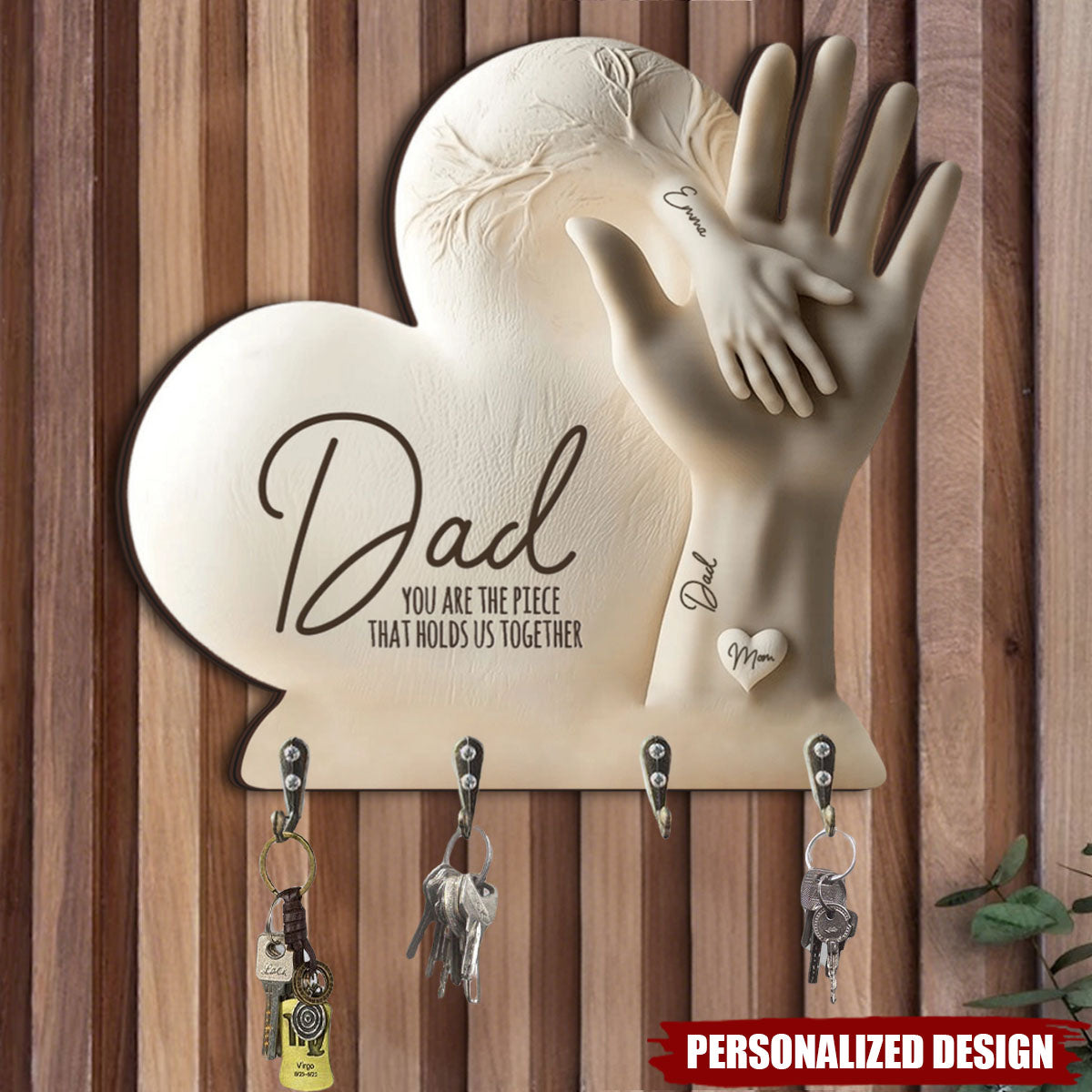 Dad/Mom You Are The Piece That Holds Us Together - Personalized Shaped Key Rack
