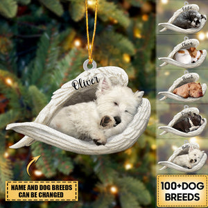 Personalized Dog Sleeping Angel Car Hanging Ornament- Double Sides Printed