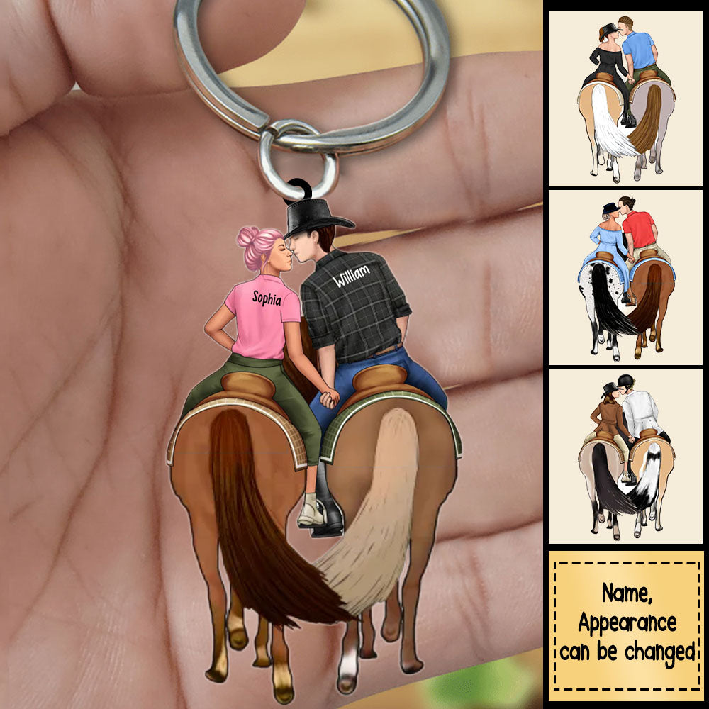Personalized Keychain For Horse Couples, Horseback Riding Lovers