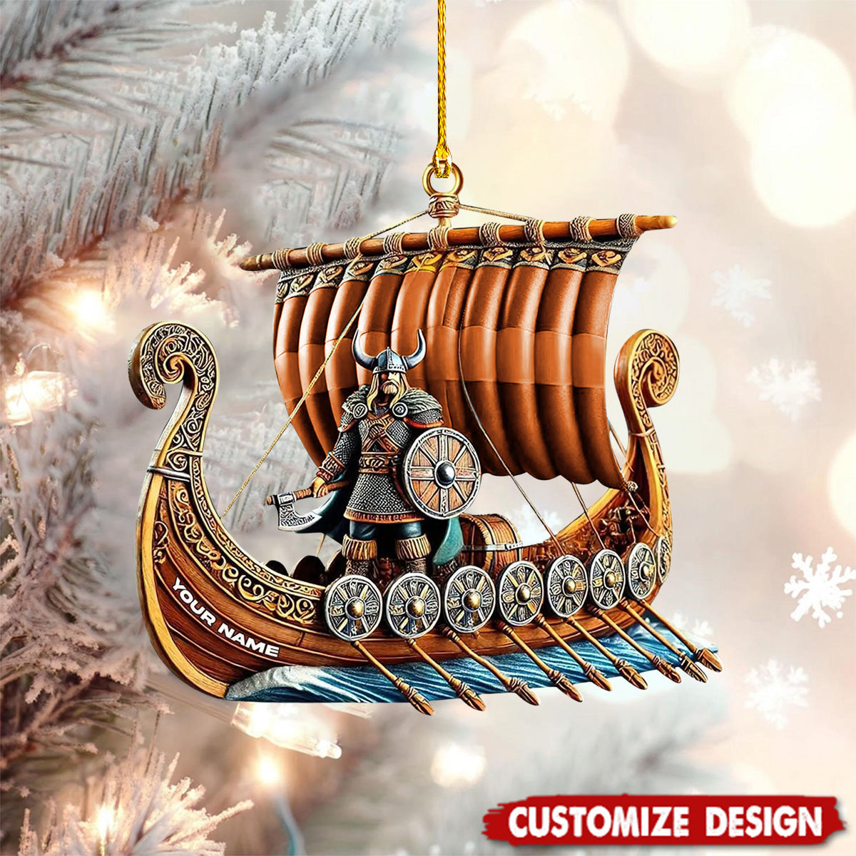 Personalized Viking Ship Christmas Ornament Gift For History Enthusiasts