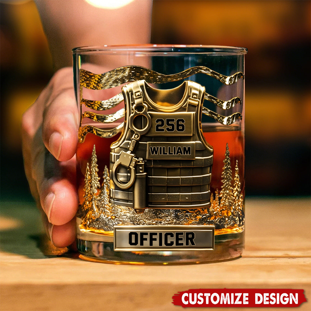 Personalized Police Officer Whiskey Glass - Serve And Protect