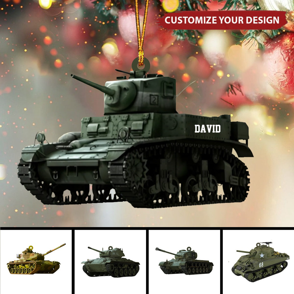 Personalized Tank Car Christmas Ornament Gift For Tank Lover - 2024 New Release