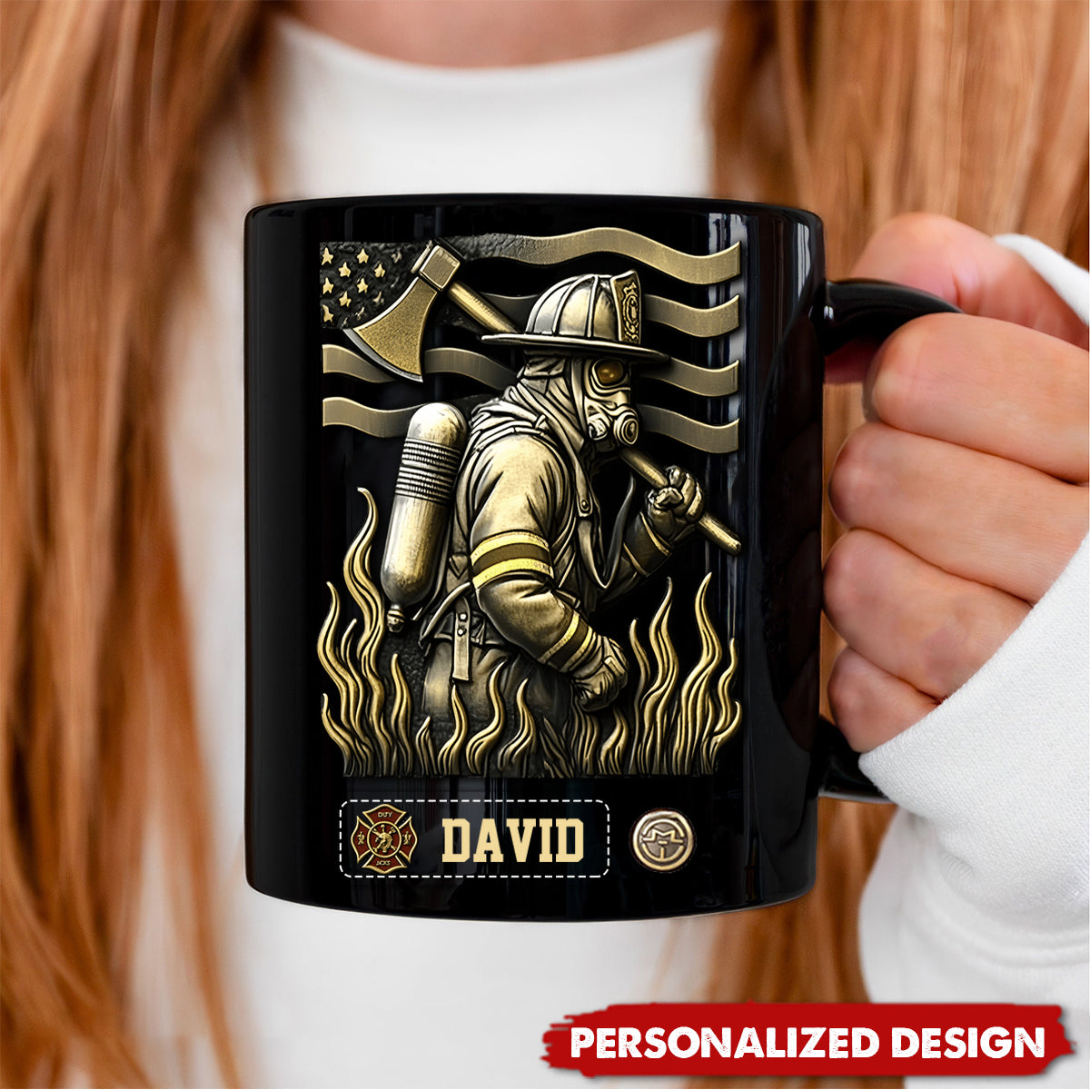 Proud Firefighter-Personalized Firefighter Black Mug