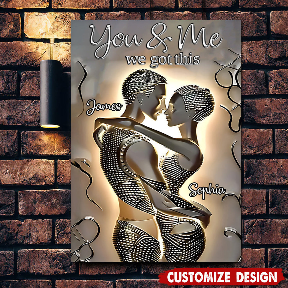 It's You & Me - Personalized African American Rectangle Metal Sign