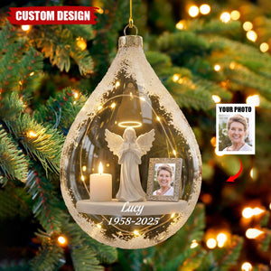 Personalized Angel and Candle Memorial  Christmas Ornament – Memorial Gift