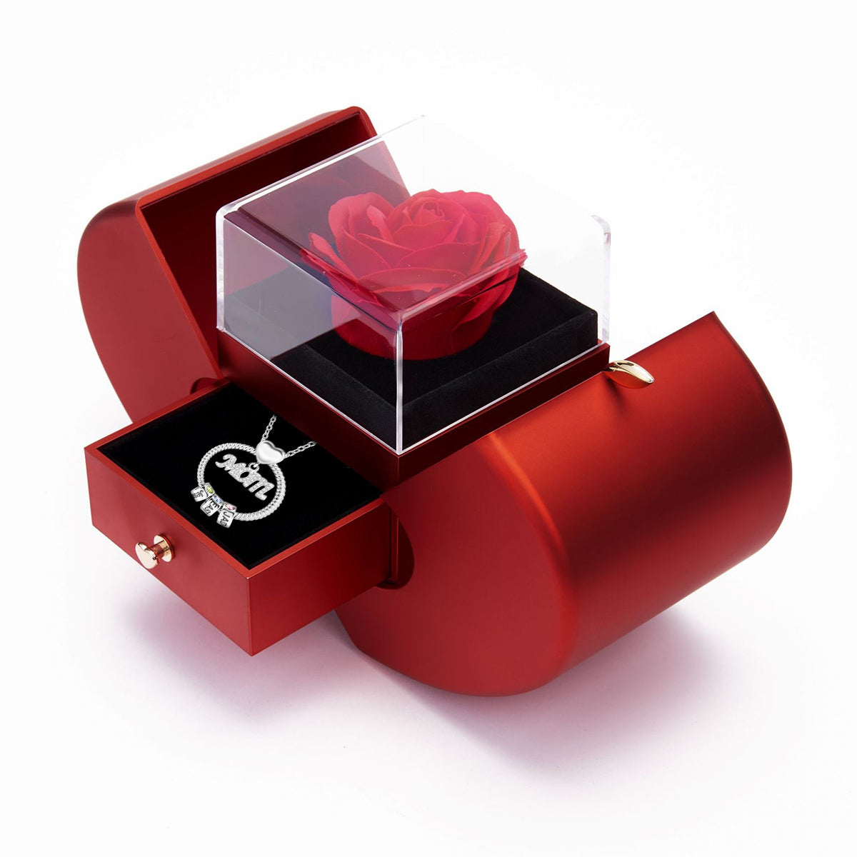 Personalized Circle Pendant With Birthstone Beads Necklace - Gift For Mom Grandma