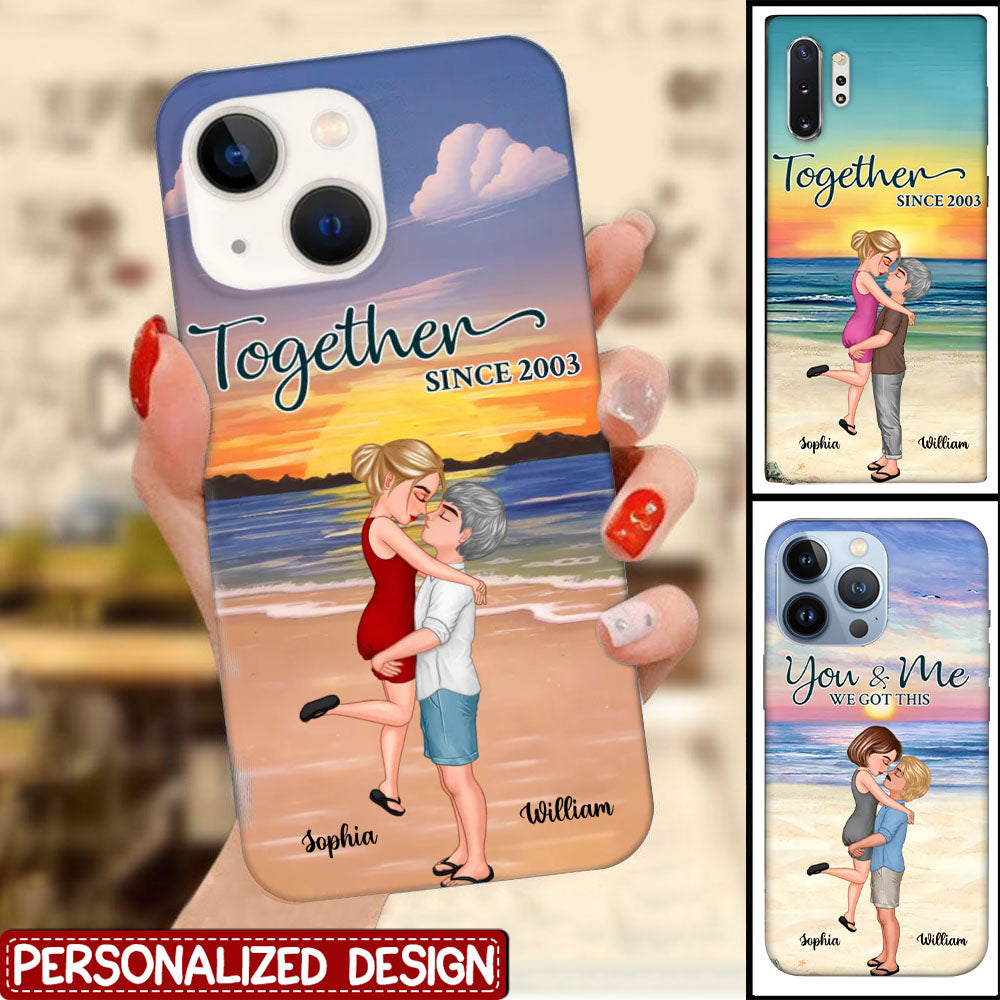 Couple Kissing At Beach Sunset Sunrise Personalized Phone Case